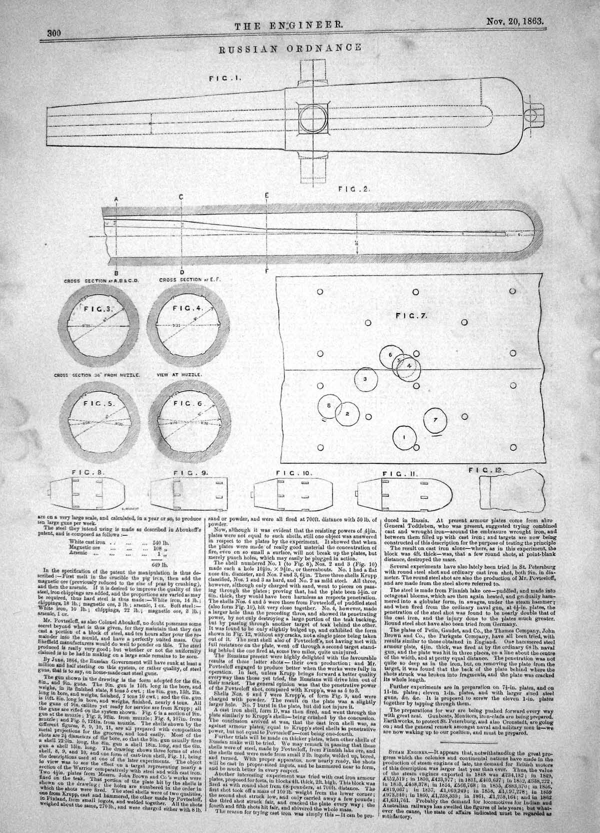 Old Print Engineering 1863 Russian Ordnance Diagrams Muzzle Cross Section 19th