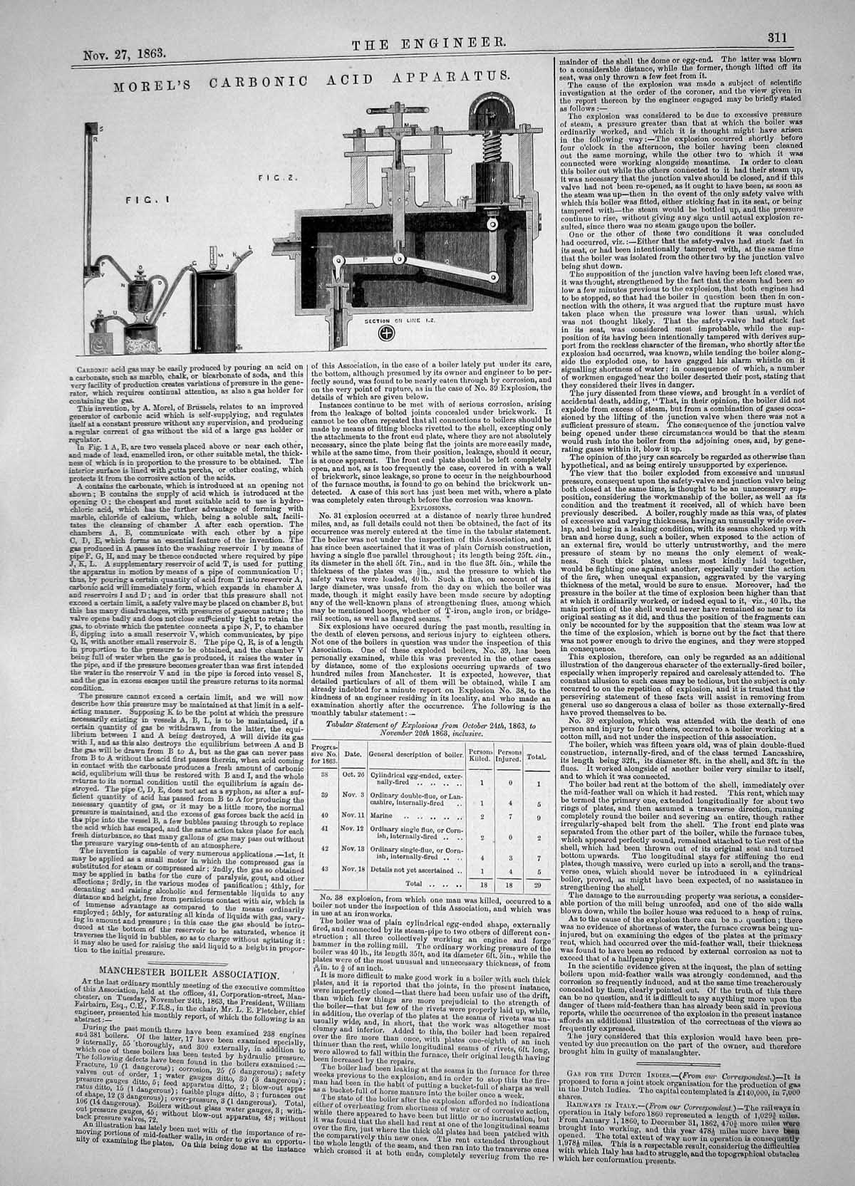 Old Engineering 1863 Invention Morel Carbonic Acid Apparatus Machiner Victorian