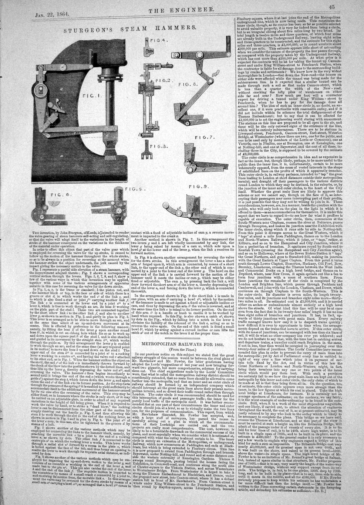 Old Engineering 1864 Sturgeon Steam Hammer Nursey Paper Fuel Machiner Victorian
