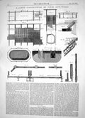 Old Antique Print Engineering 1864 Mallet Construction Piers Walls Plan 19th