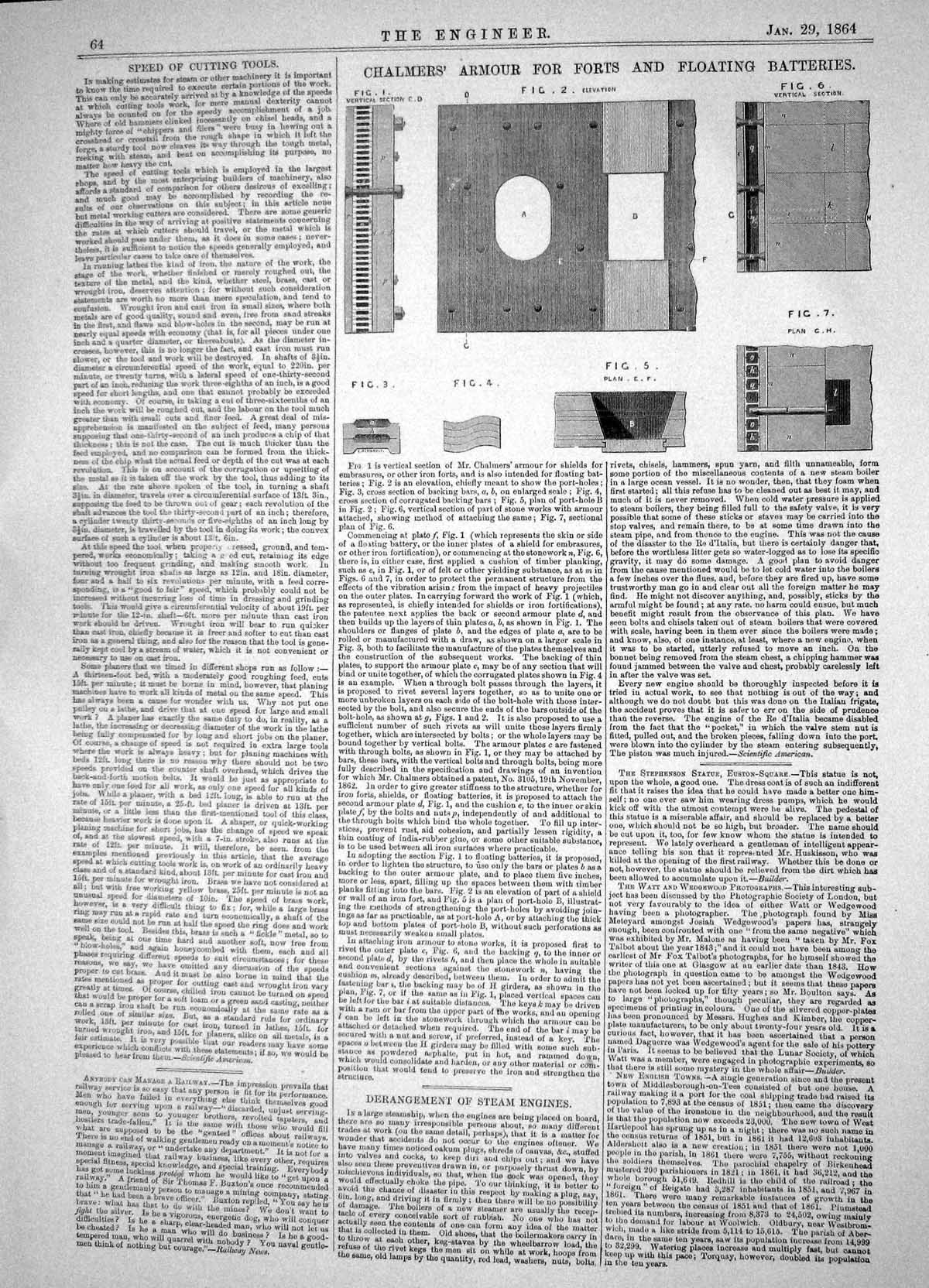 Old Engineering 1864 Chalmers Armour Shields Forts Floating Batteries Victorian