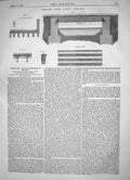 Antique Old Print Institution Civil Engineering Ireland 1864 Brick Iron Beams
