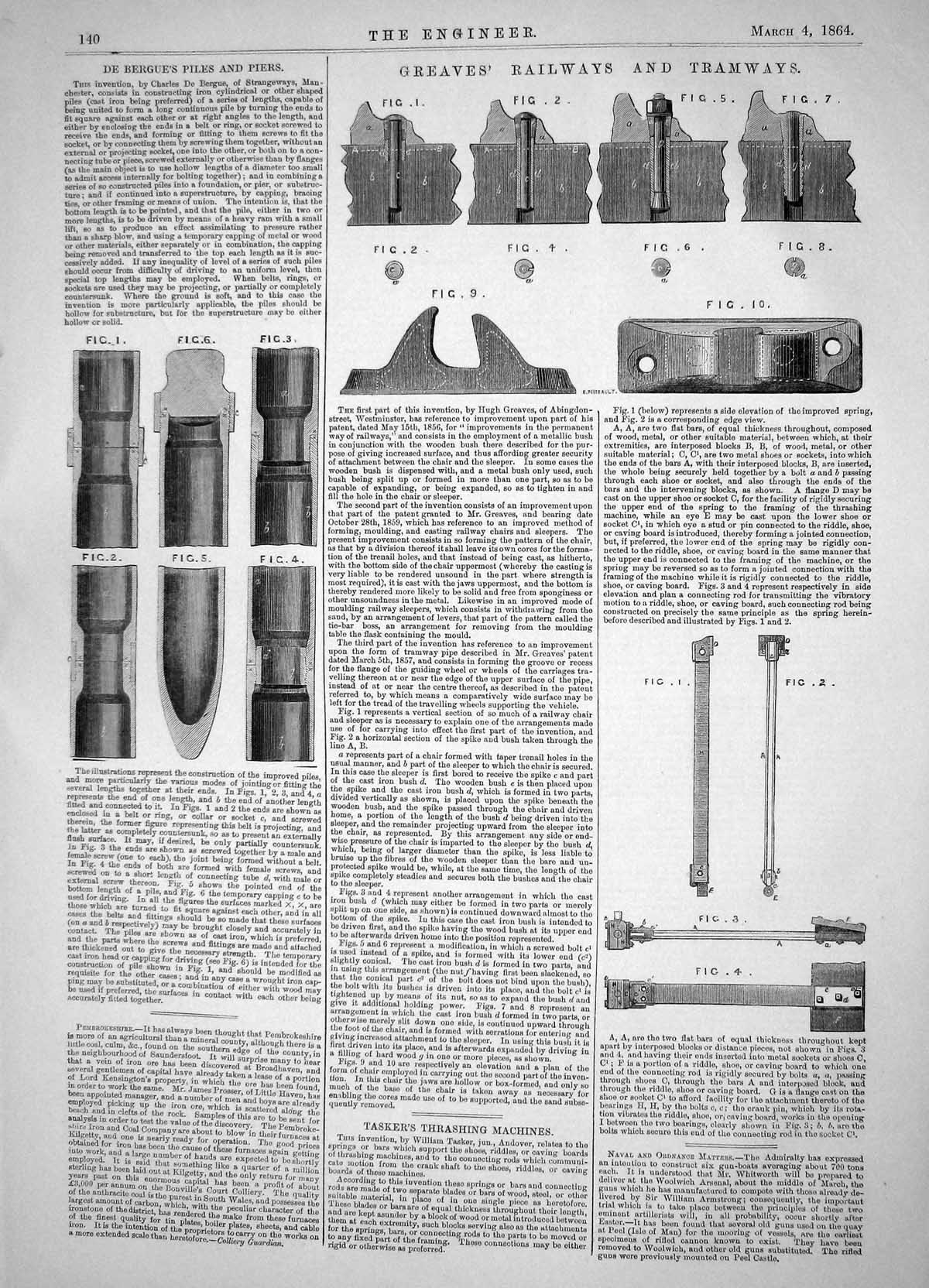 Old Engineering 1864 Greaves Railways Tramways Bergue Piles Piers Tas Victorian
