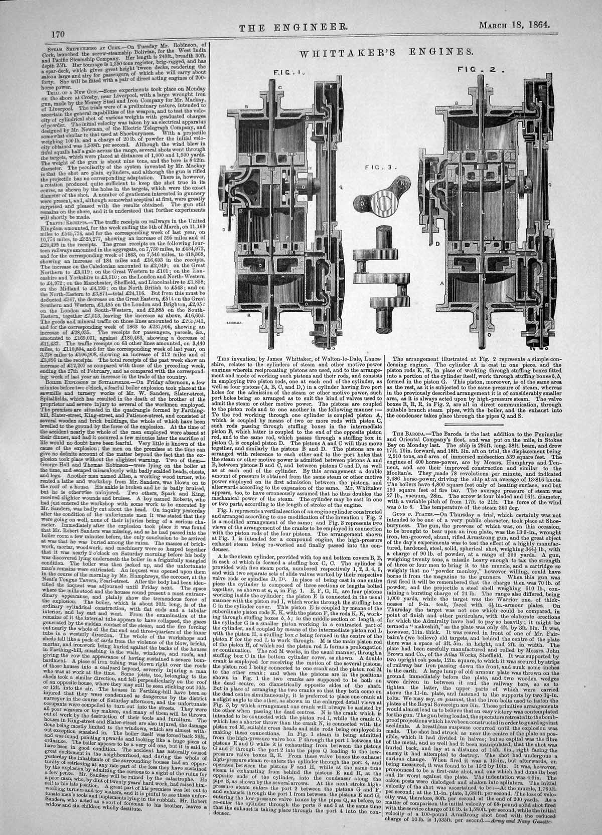 Old Engineering 1864 James Whittaker Engines Walton-Le-Dale Lancashir Victorian