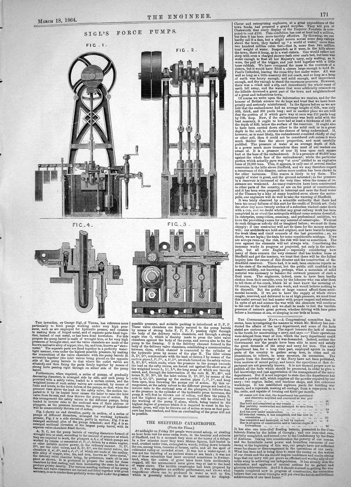 Old Engineering 1864 George Sigl Vienna Force Pumps Machinery Apparat Victorian