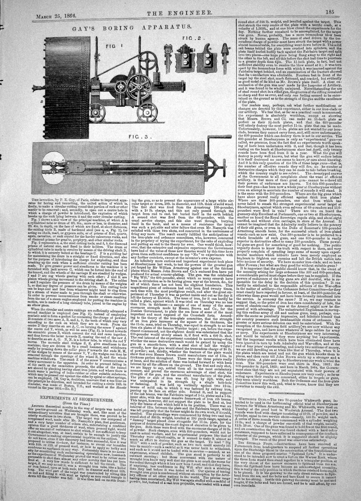 Old Antique Print Engineering 1864 Gay Paris Boring Apparatus Machinery 19th