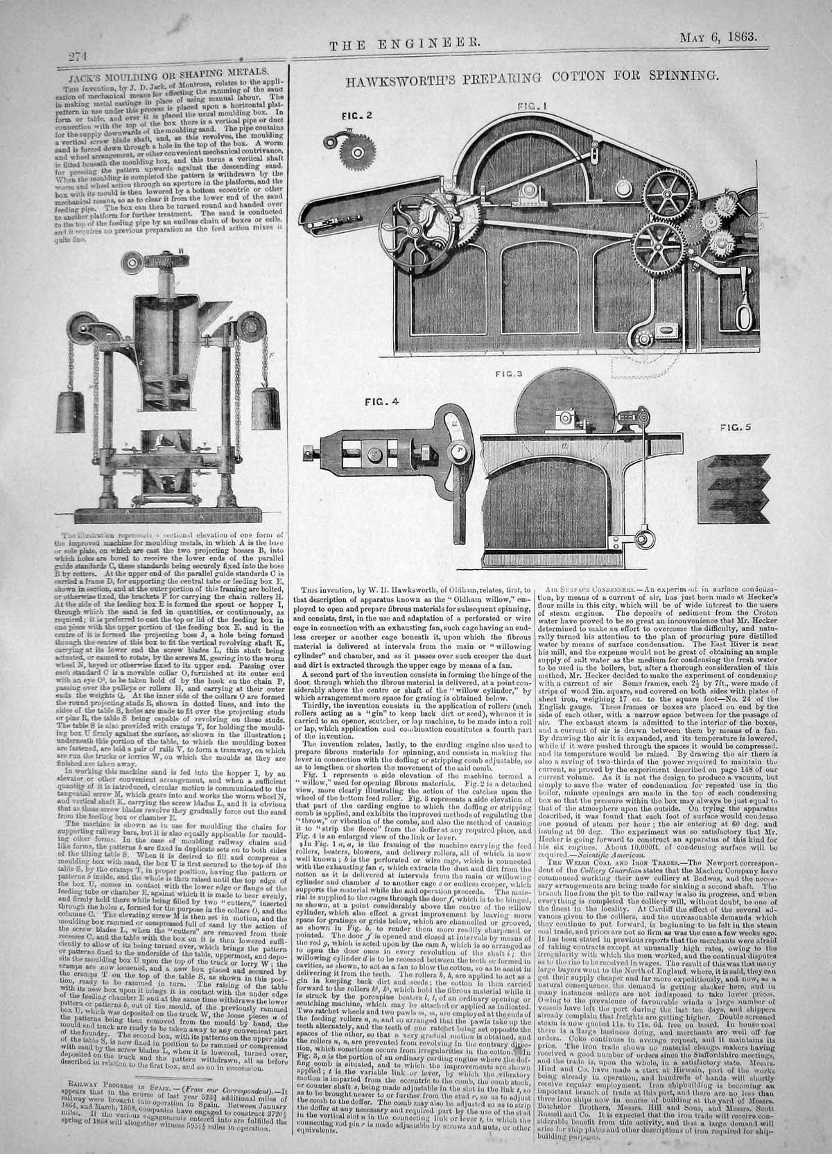 Old Engineering 1864 Hawksworth Preparing Cotton Spinning Machinery J Victorian