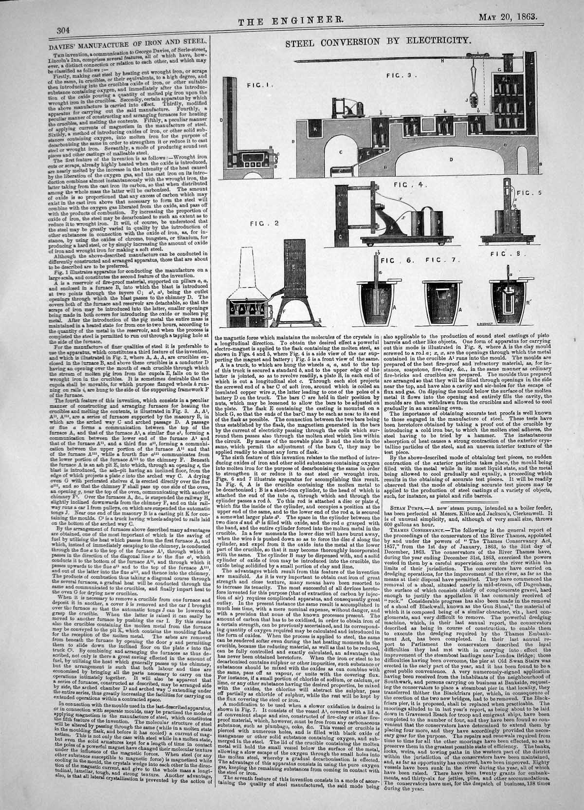Old Engineering 1864 Steel Conversion Electricity Davies Manufacture Victorian