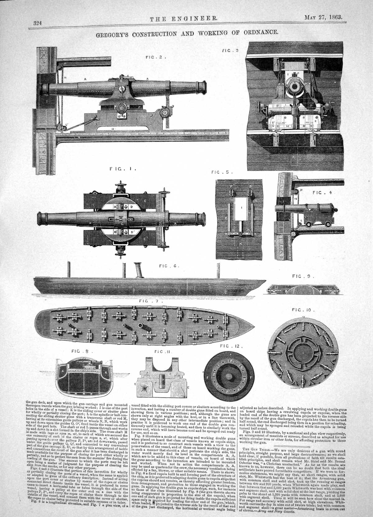 Old Gregory Construction Working Ordnance Machinery Engineering 1864 Victorian