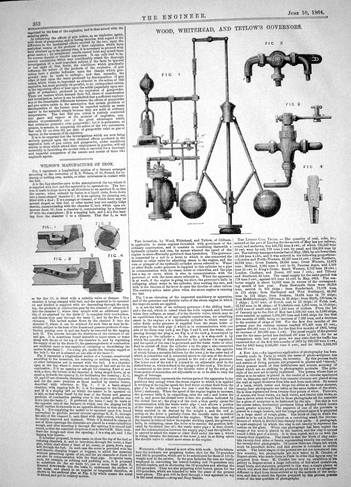 Antique Old Print 1864 Wood Whitehead Tetlow Governor Wilson Manufacture Iron