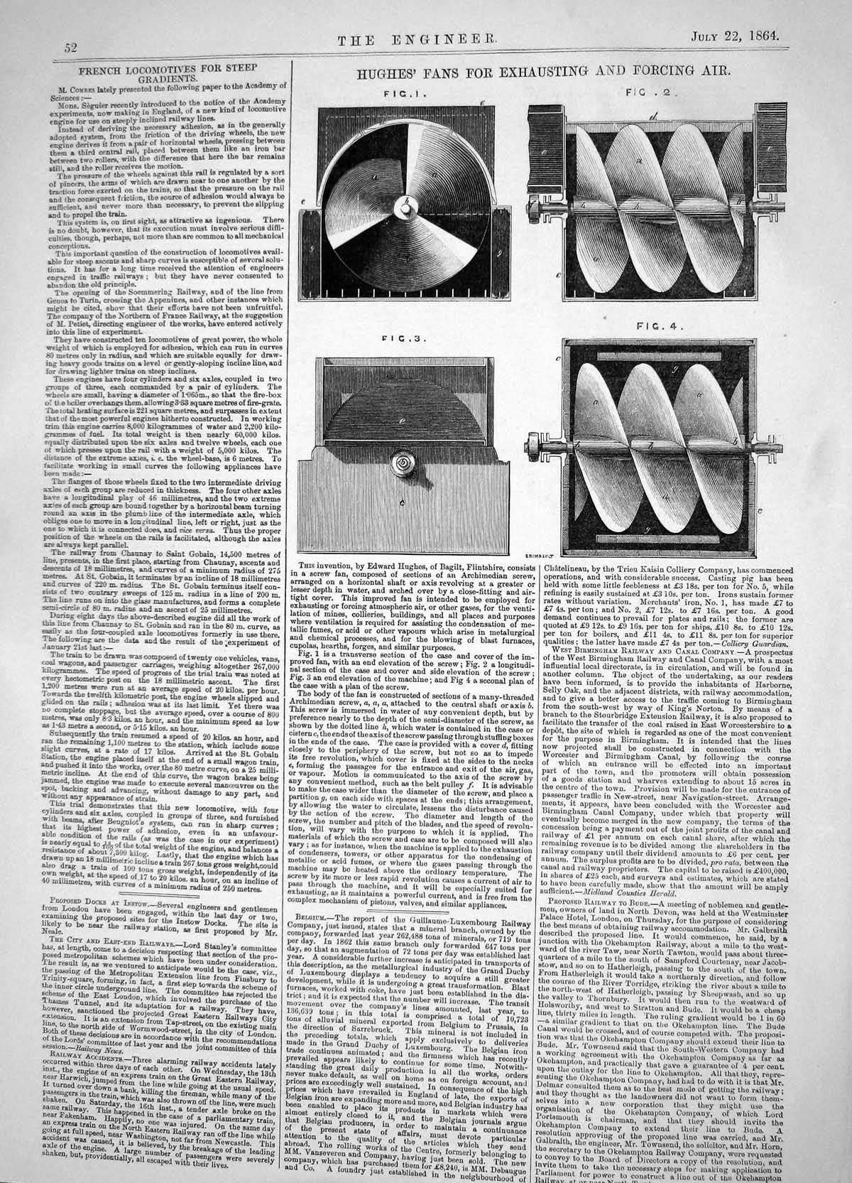 Old Engineering 1864 Edward Hughes Fans Exhausting Forcing Air Machin Victorian