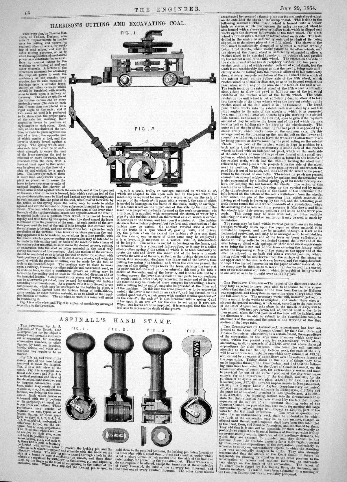 Old Engineering 1864 Harrison Cutting Excavating Coal Aspinall Hand S Victorian