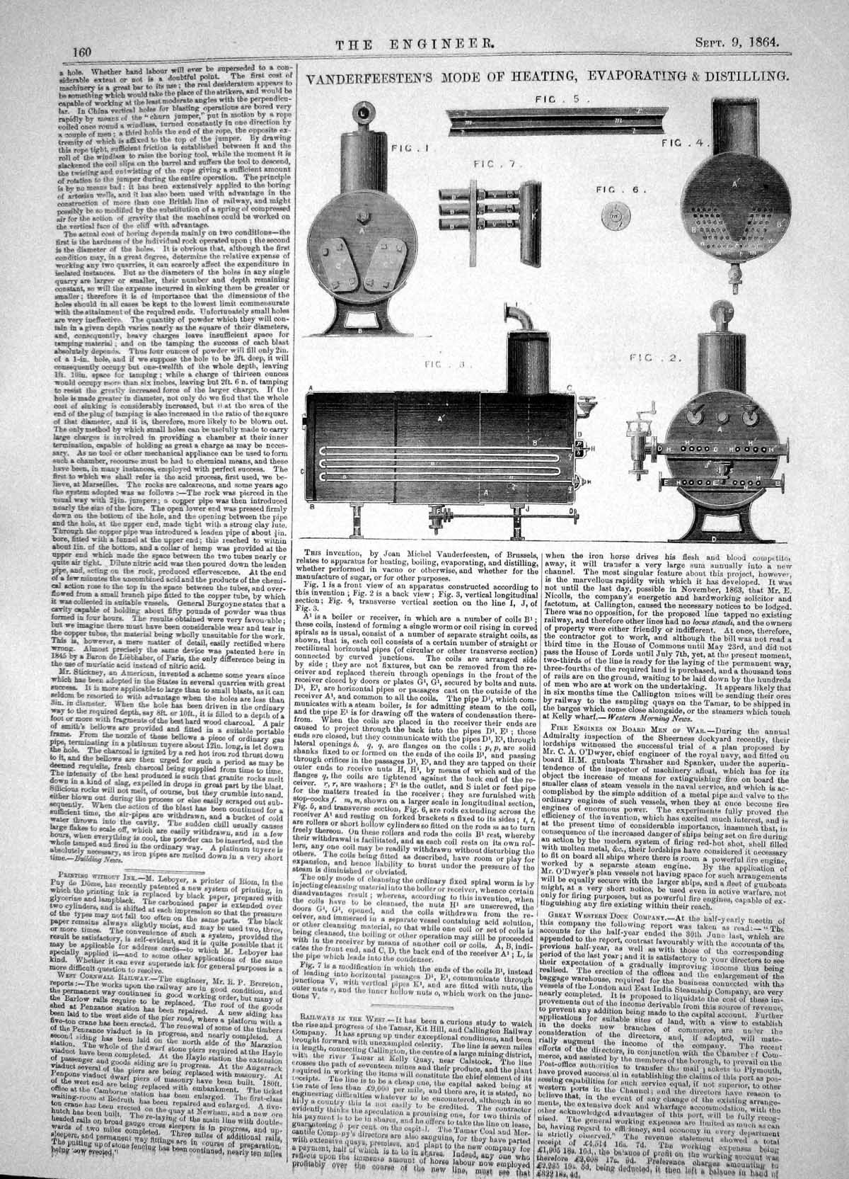 Old Engineering 1864 Vanderfeesten Mode Heating Evaporating Distillin Victorian