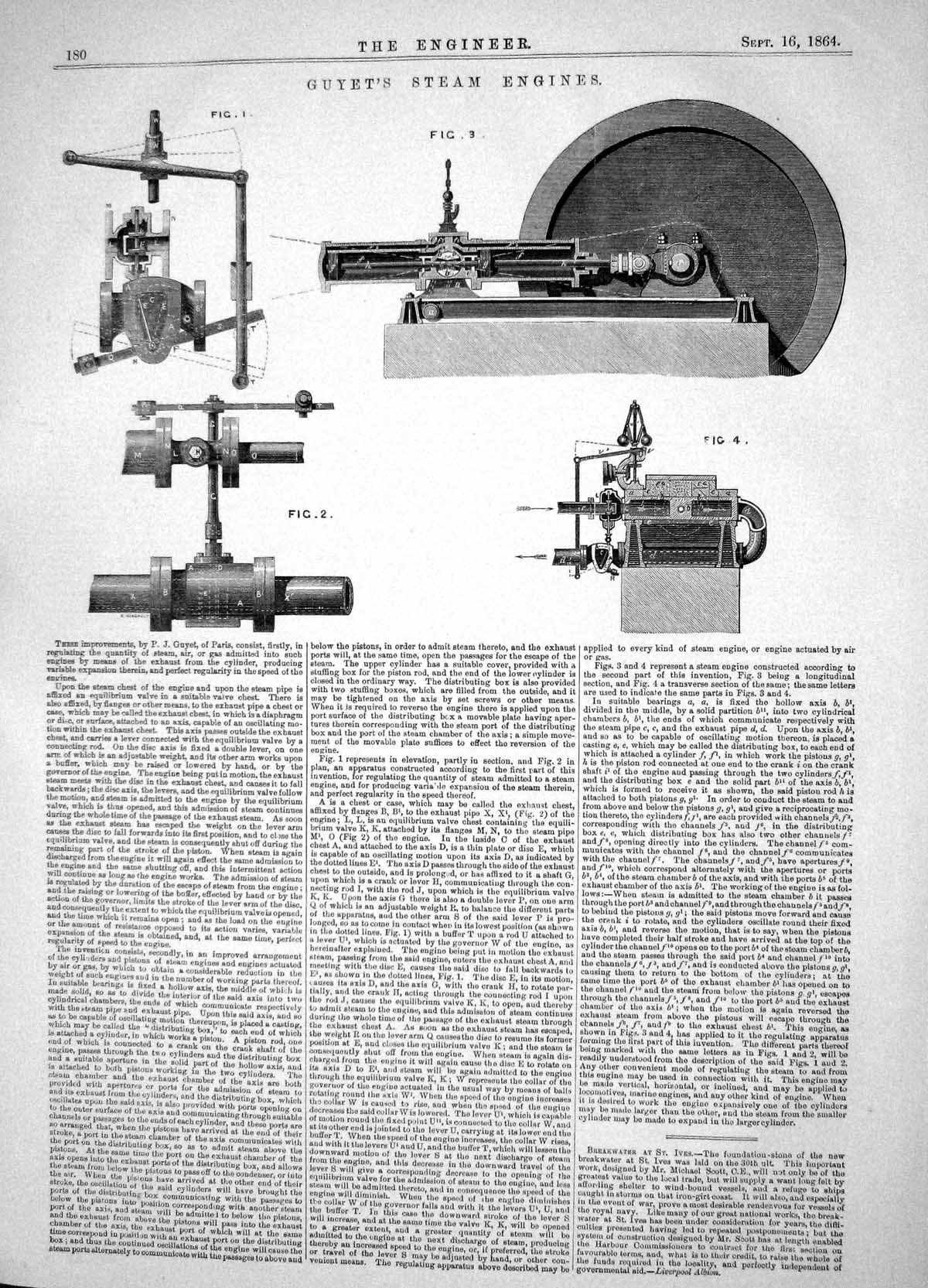 Old Engineering 1864 Improvements Guyet Steam Engines Paris Machinery Victorian