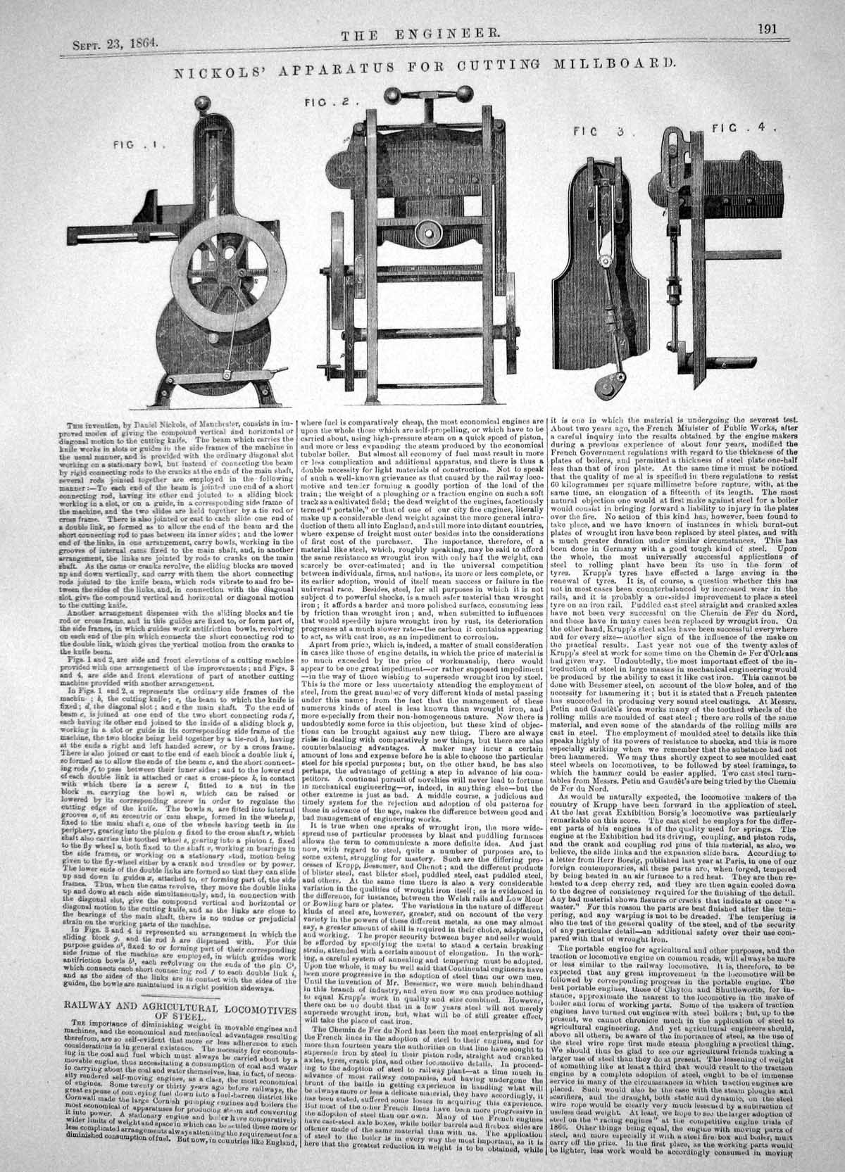 Old Engineering 1864 Daniel Nickols Apparatus Cutting Millboard Machi Victorian