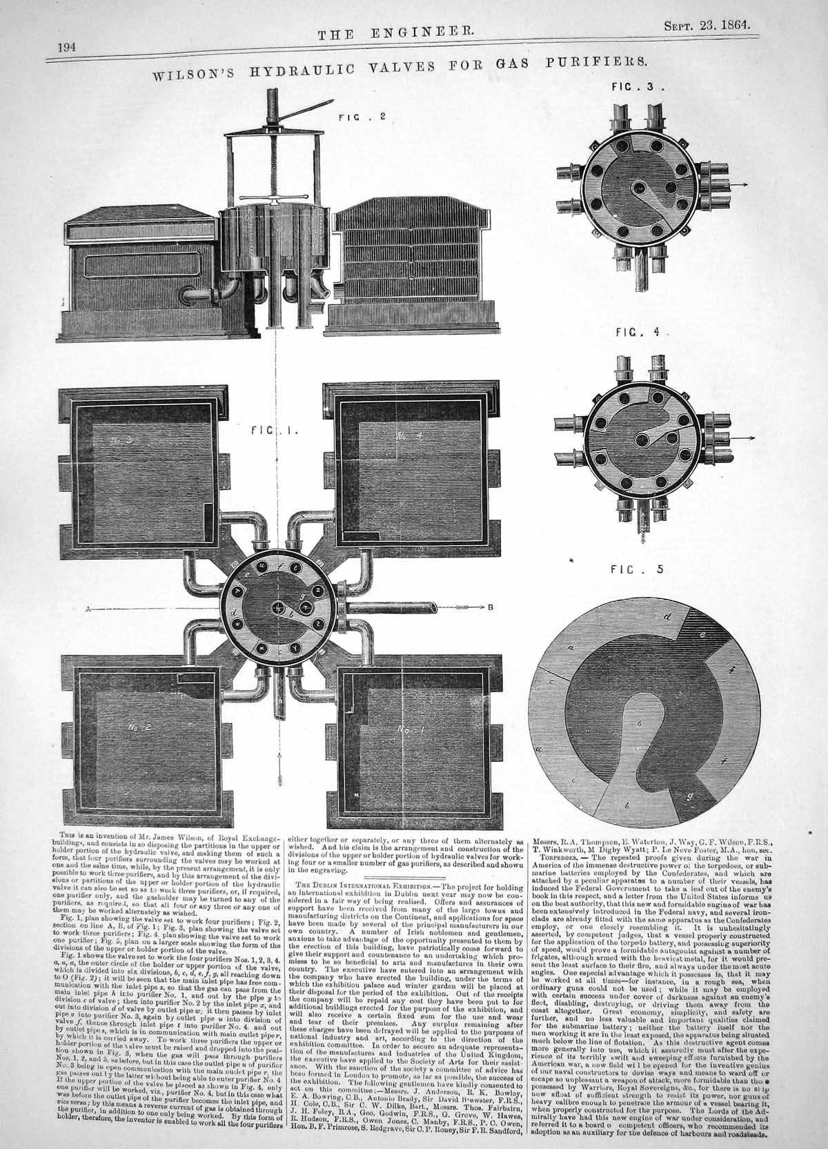 Old Engineering 1864 Wilson Hydraulic Valves Gas Purifiers Machinery Victorian