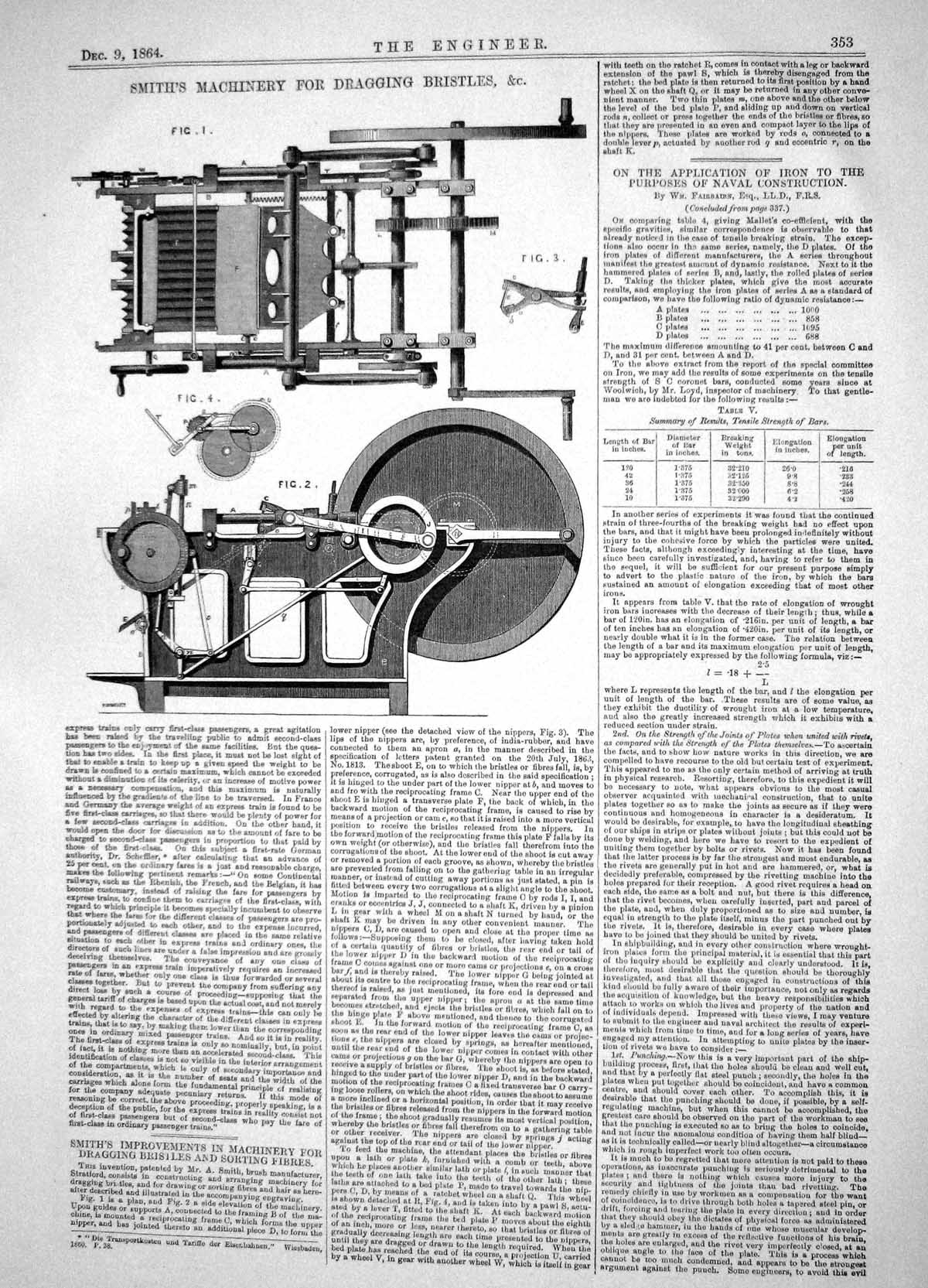 Old Engineering 1864 Smith Brush Manufacturer Machinery Dragging Bris Victorian
