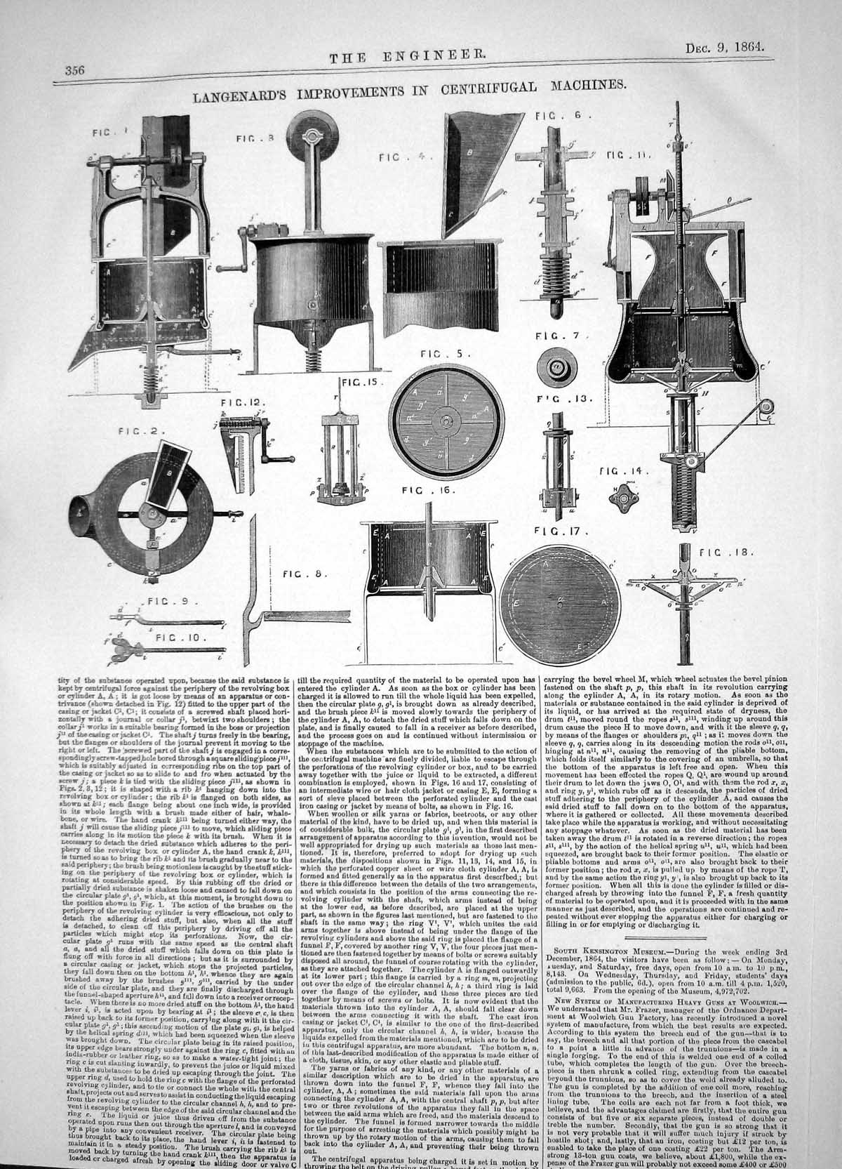 Antique Print 1864 Langenard Improvements Centrifugal Machines Table Tubes 19th