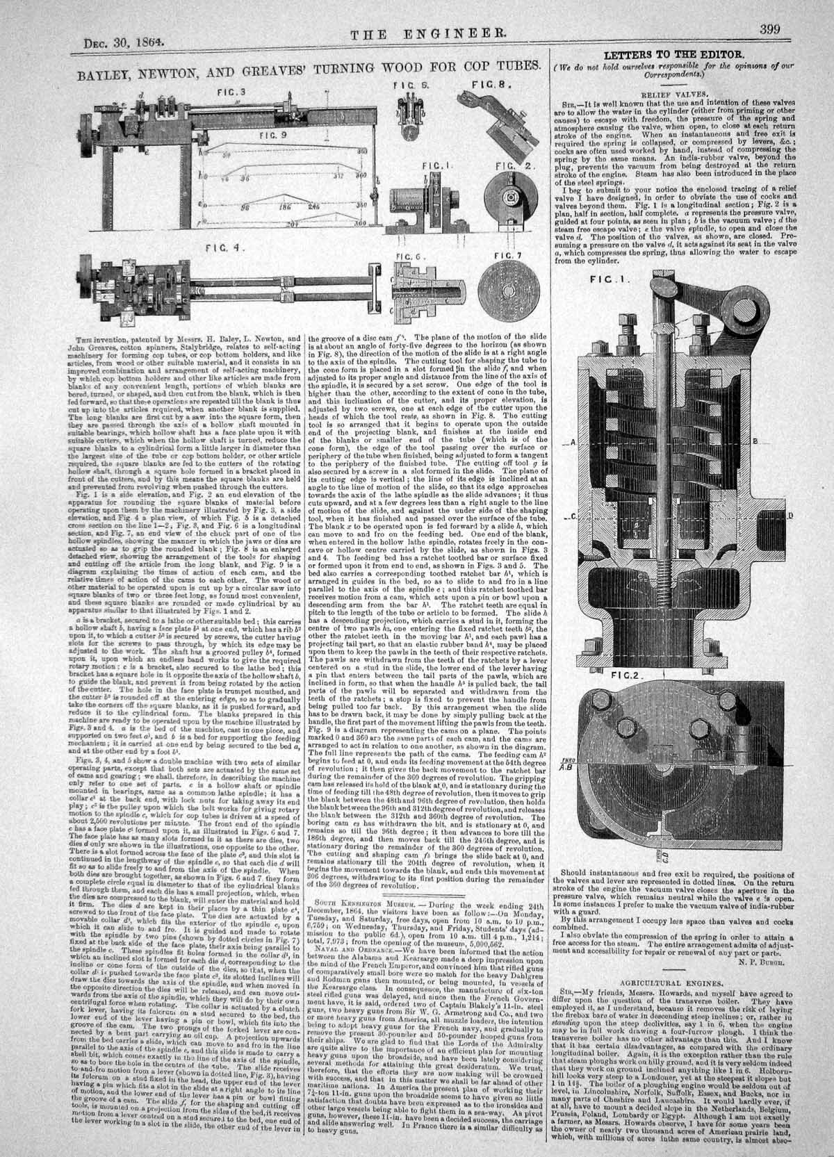 Old Engineering 1864 Bayley Newton Greaves Turning Wood Cop Tubes Val Victorian