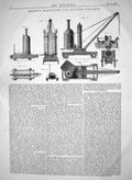 Antique Old Print 1865 Invention Andrew Betts Brown Machinery Raising Weights