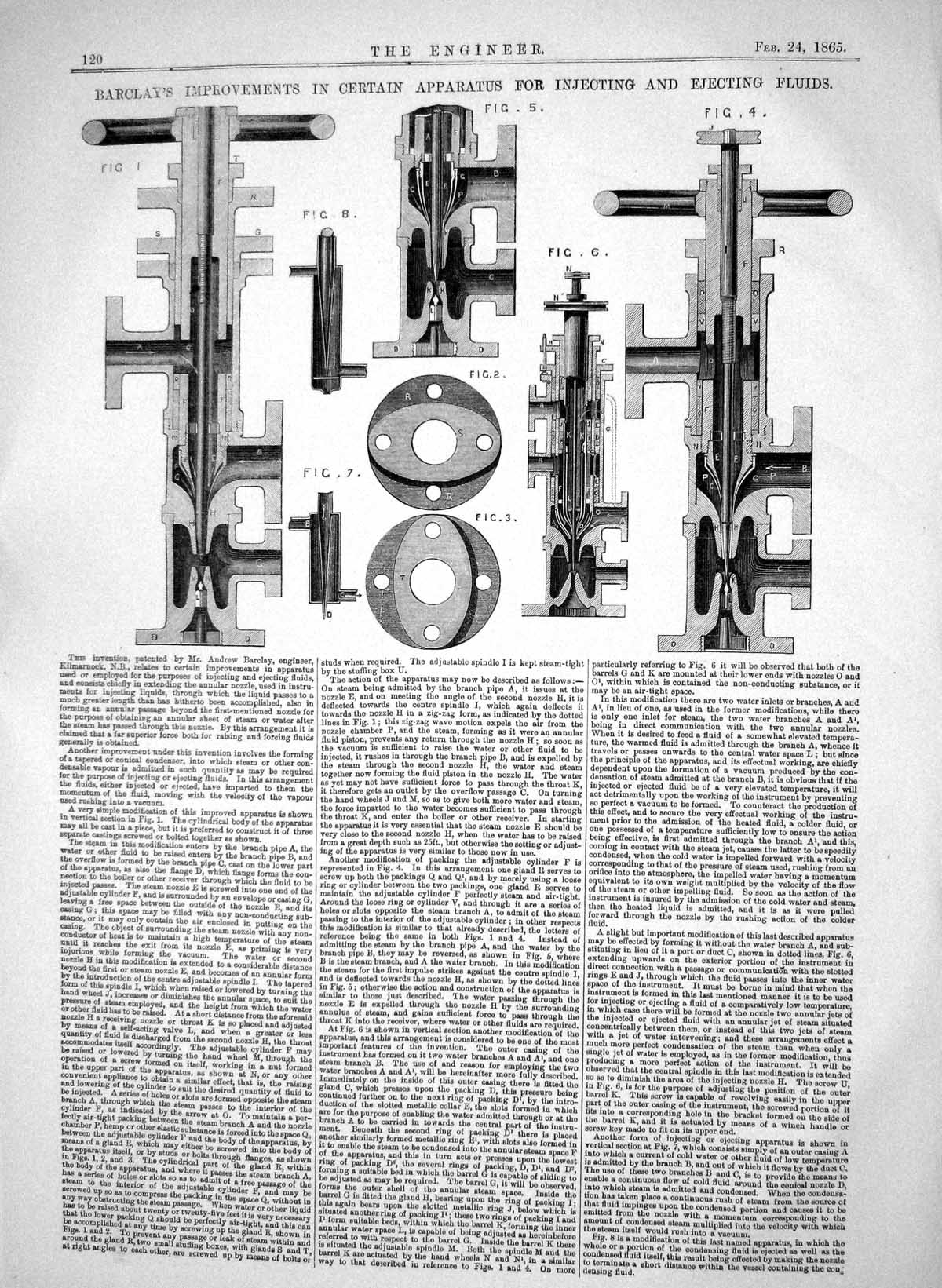 Old 1865 Barclay Improvements Apparatus Injecting Ejecting Fuel Machi Victorian