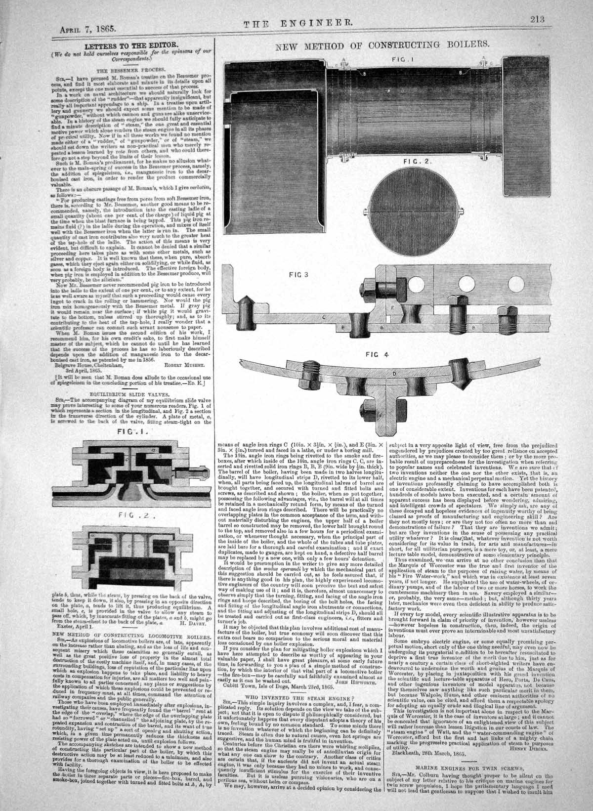 Old Engineering 1865 Equilibrium Slide Valves Method Constructing Boi Victorian