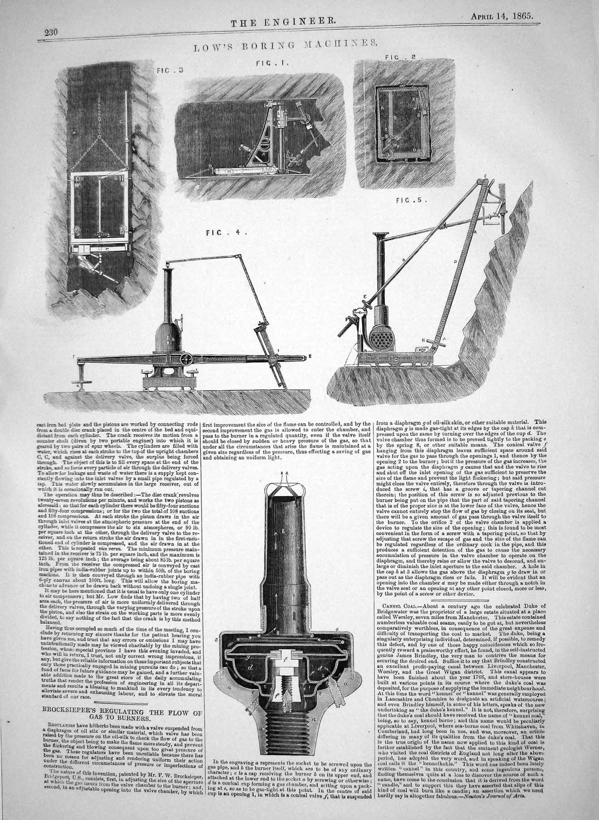 Old Low Boring Machines 1865 Brocksieper Regulating Flow Gas Burners Victorian