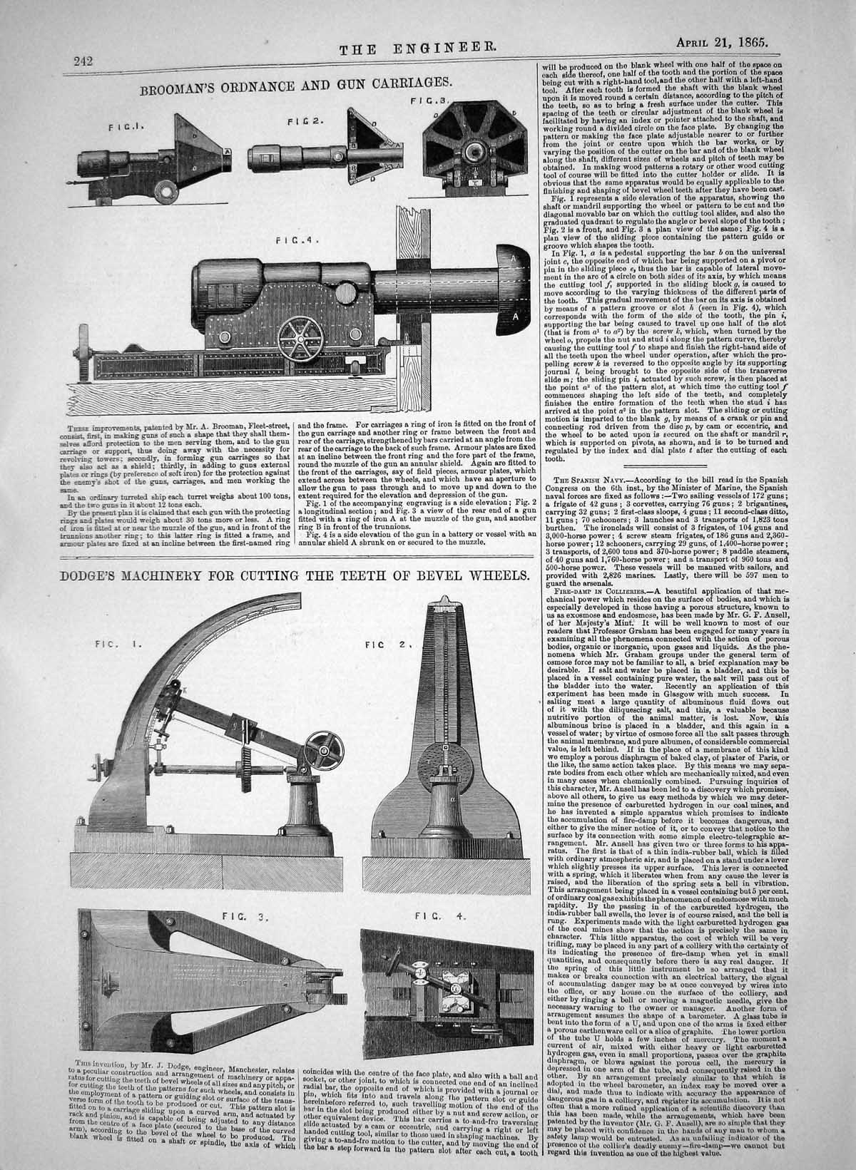 Old 1865 Dodge Machinery Cutting Teeth Bevel Wheels Brooman Ordnance Victorian