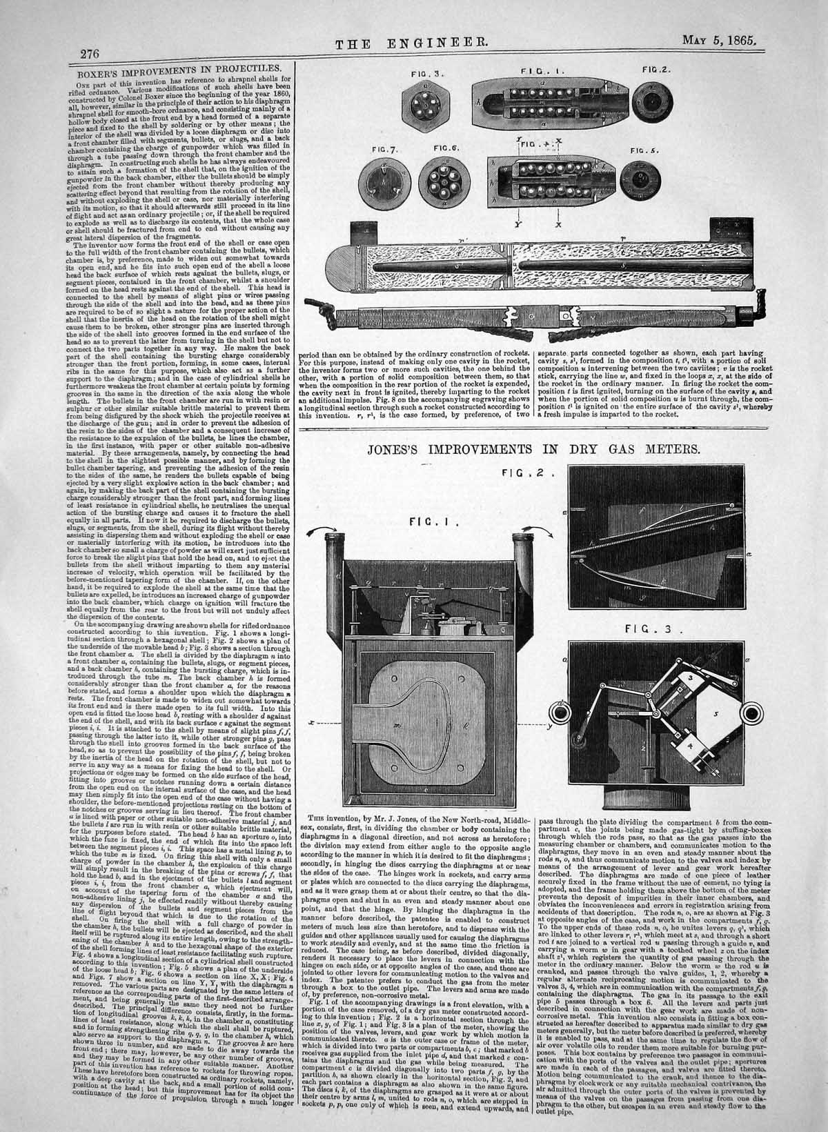 Old 1865 Boxer Improvements Projectiles Jones Dry Gas Meters Machiner Victorian