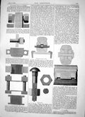 Antique Print 1865 Locking Nuts Screws Bridges Adams Murphy Tyler Nicholson