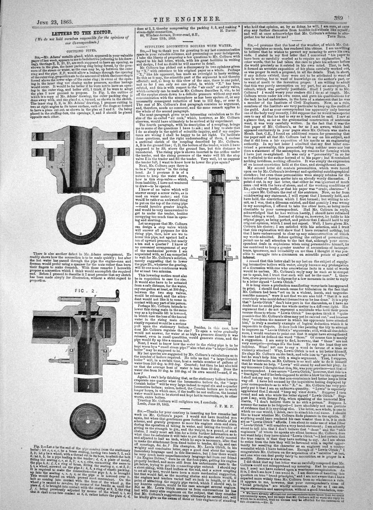 Old Engineering 1865 Coupling Pipes Adams Metallic Gland Arrangement Victorian