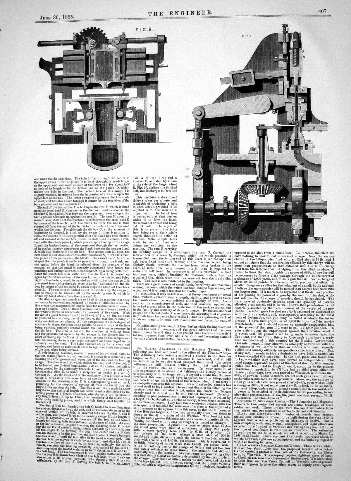 Old Print 1865 Improvements Heavy Tools Shipbuilding Work James Fletcher 19th