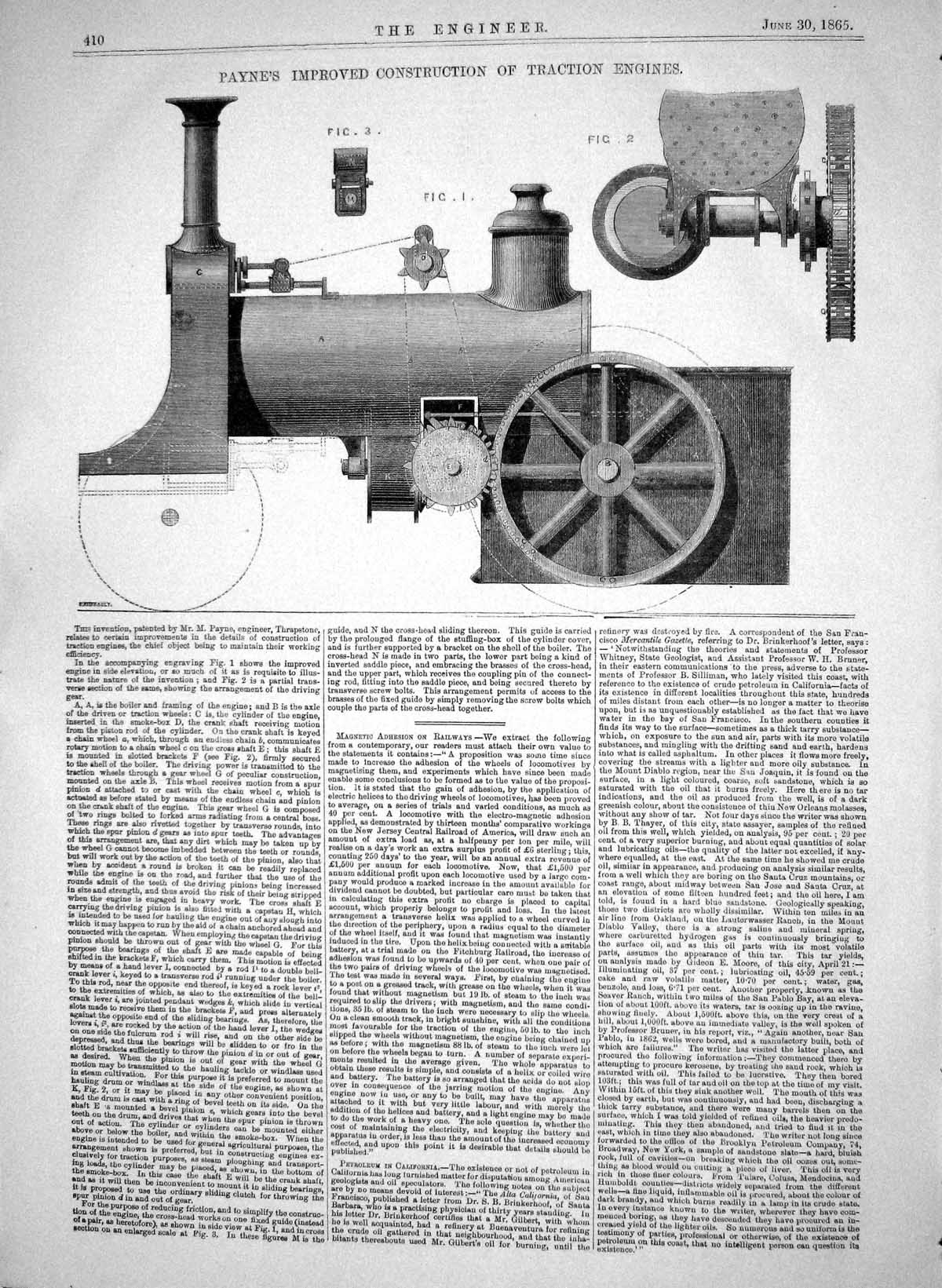 Antique Print 1865 Payne Improved Construction Traction Engines Thrapstone 19th