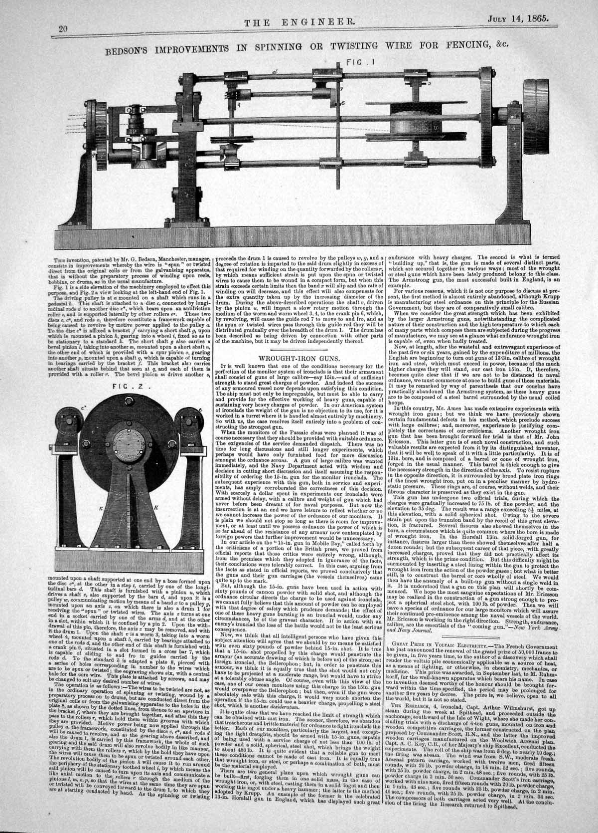 Old 1865 Bedson Improvements Spinning Twisting Wire Fencing Machinery Victorian