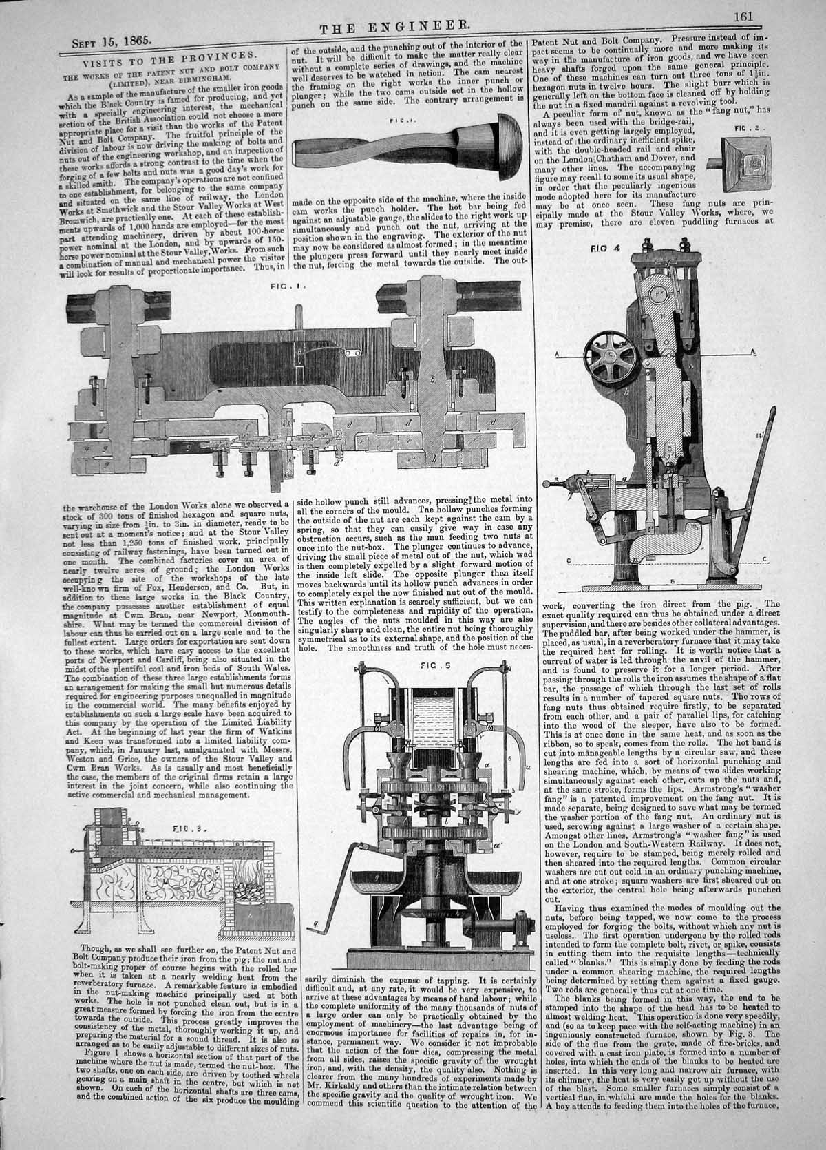 Antique Print Engineering 1865 Patent Nut Bolt Company Birmingham Machinery