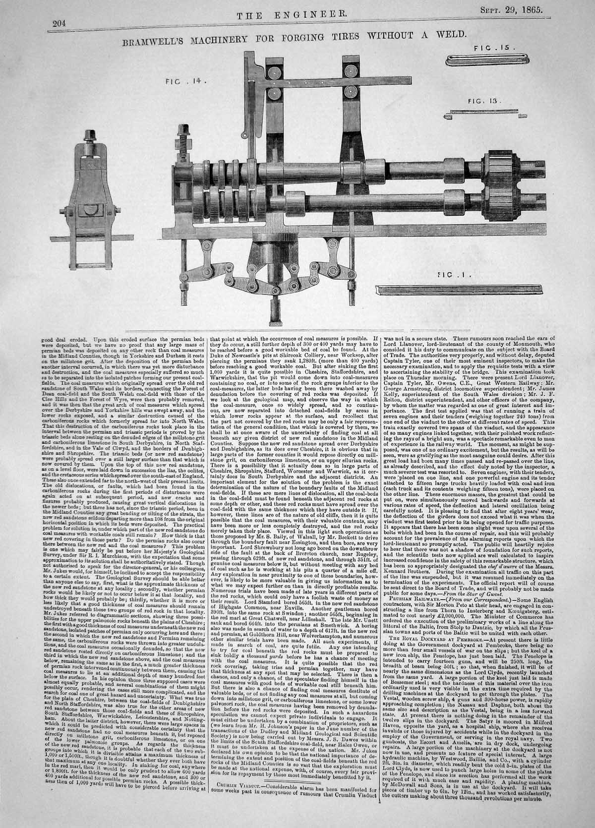 Old Bramwell Machinery Forging Tires Without Welding Engineering 1865 Victorian