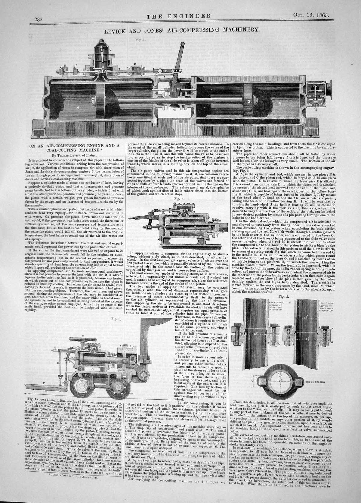 Old Engineering 1865 Thomas Levick Jones Air-Compressing Machinery Bl Victorian