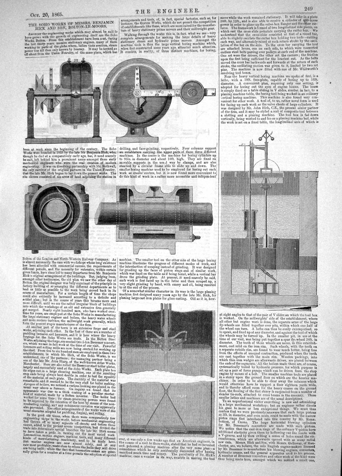Old Engineering 1865 Soho Works Benjamin Hick Bolton-Le-Moors Machine Victorian