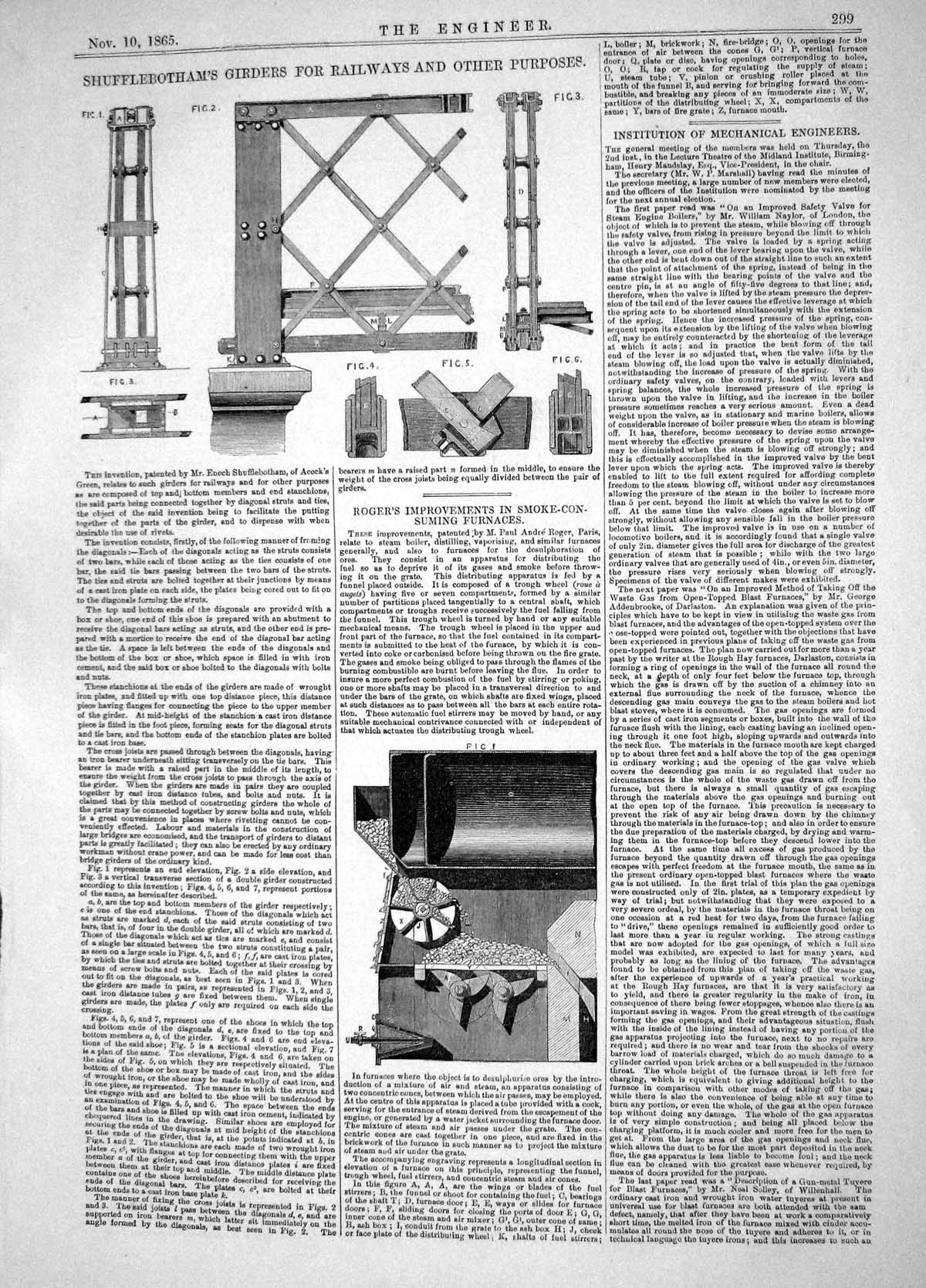 Old 1865 Sufflebotham Girders Railways Roger Smoke-Consuming Furnaces Victorian