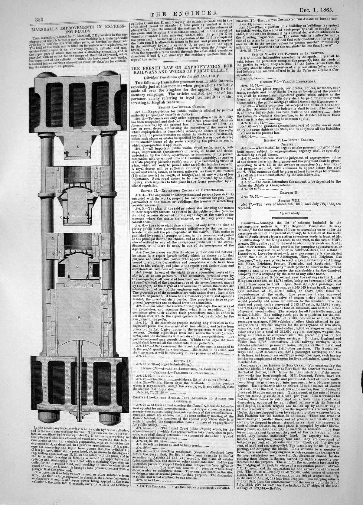 Old Engineering 1865 Marshall Improvements Expressing Fluids Machiner Victorian