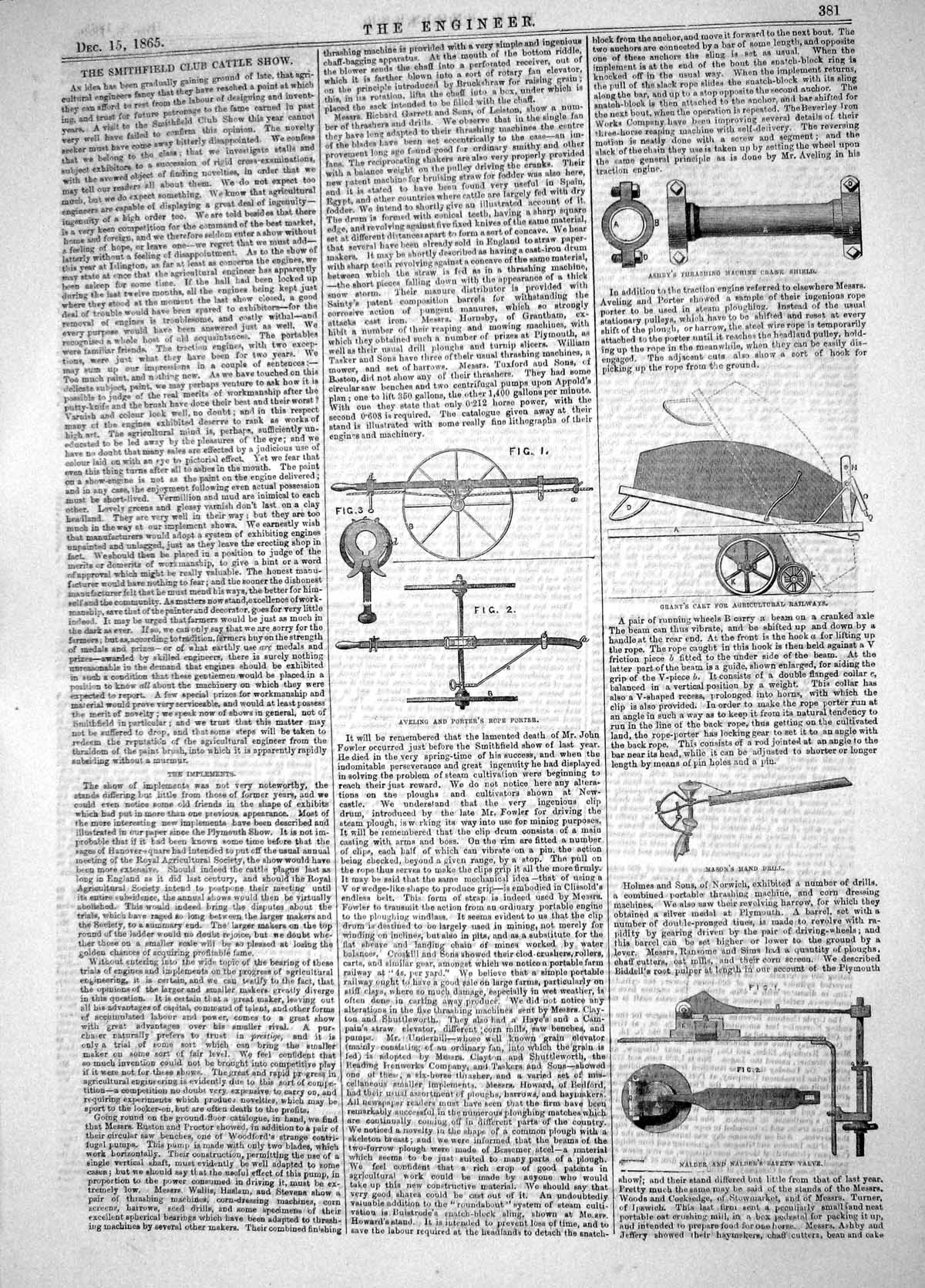 Old 1865 Smithfield Attle Implements Porter Grant Nalder Ashby Mason Victorian