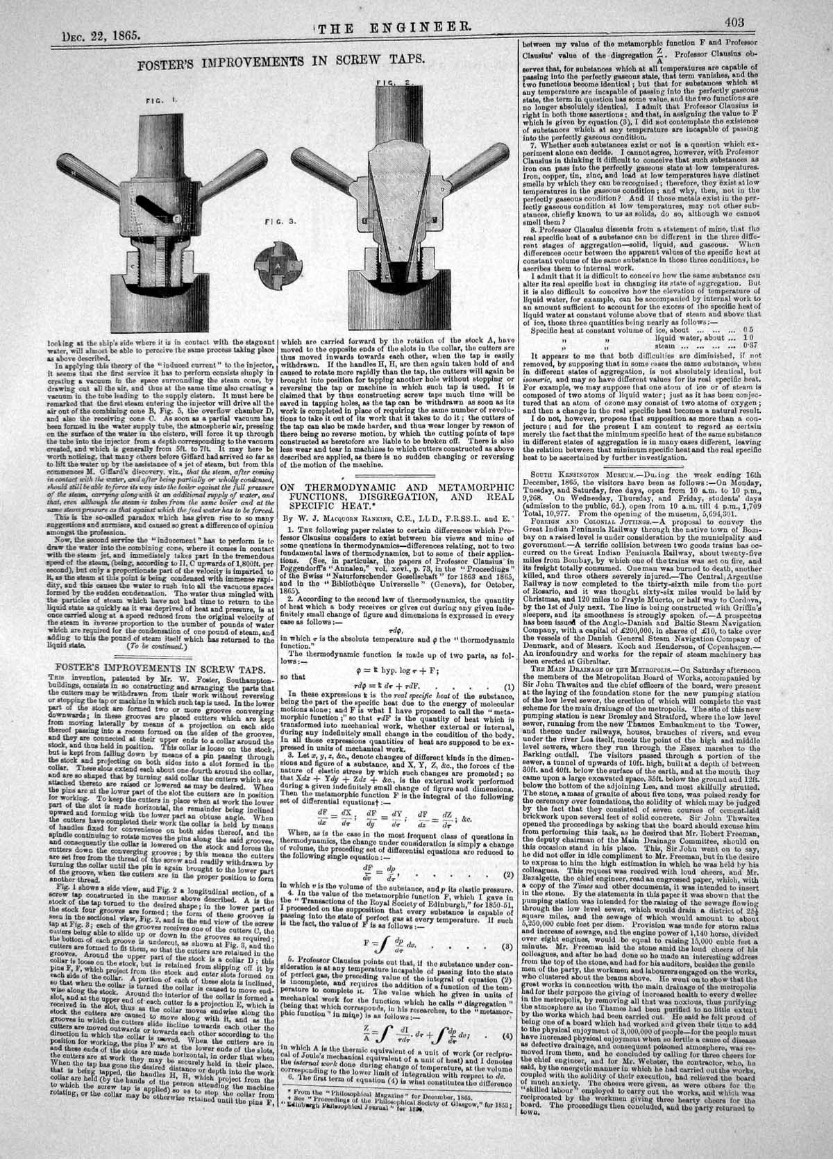 Old Engineering 1865 Foster Southampton Improvements Screw Taps Machi Victorian
