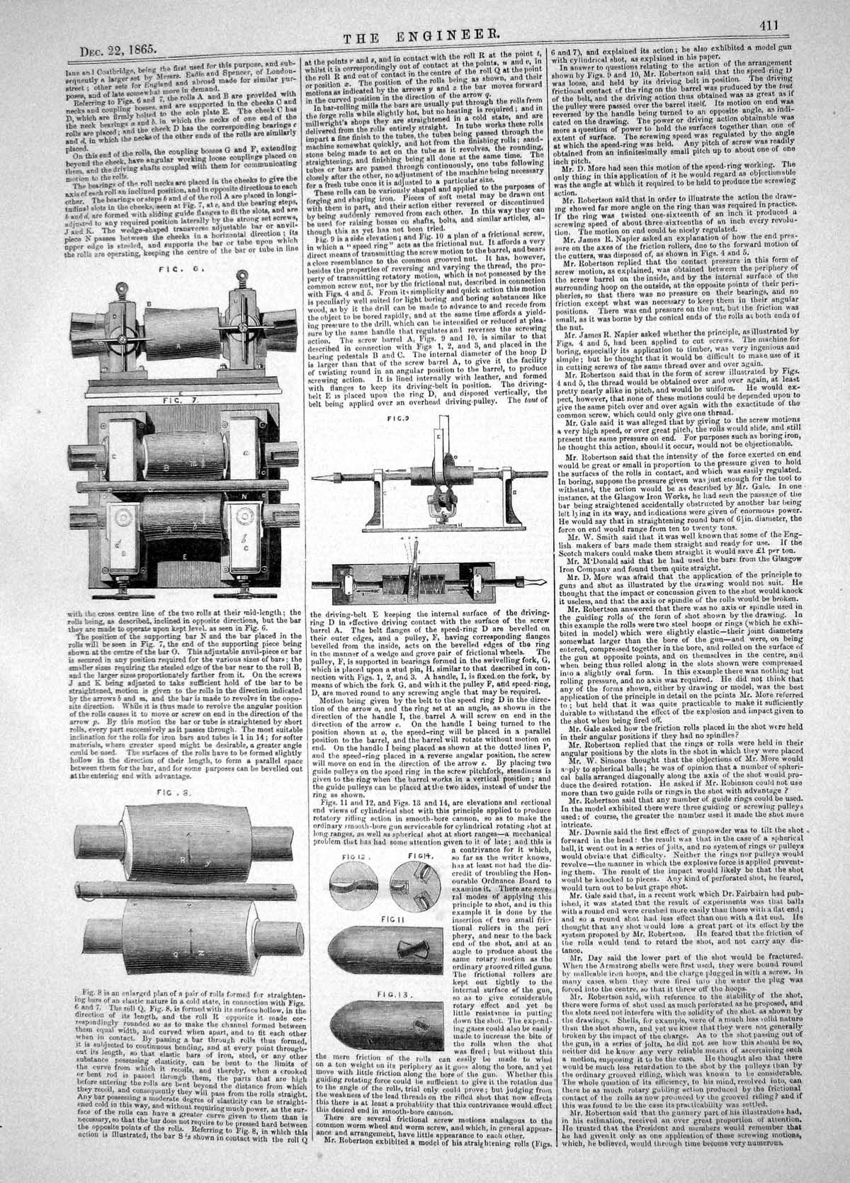 Old 1865 Frictional Screw Motions Applications James Robertson Machin Victorian