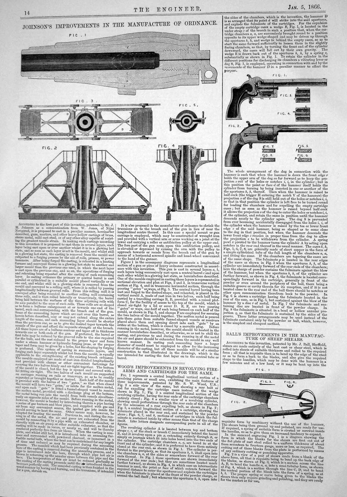 Old Engineering 1866 Johnson Improvements Manufacture Ordnance Ball W Victorian