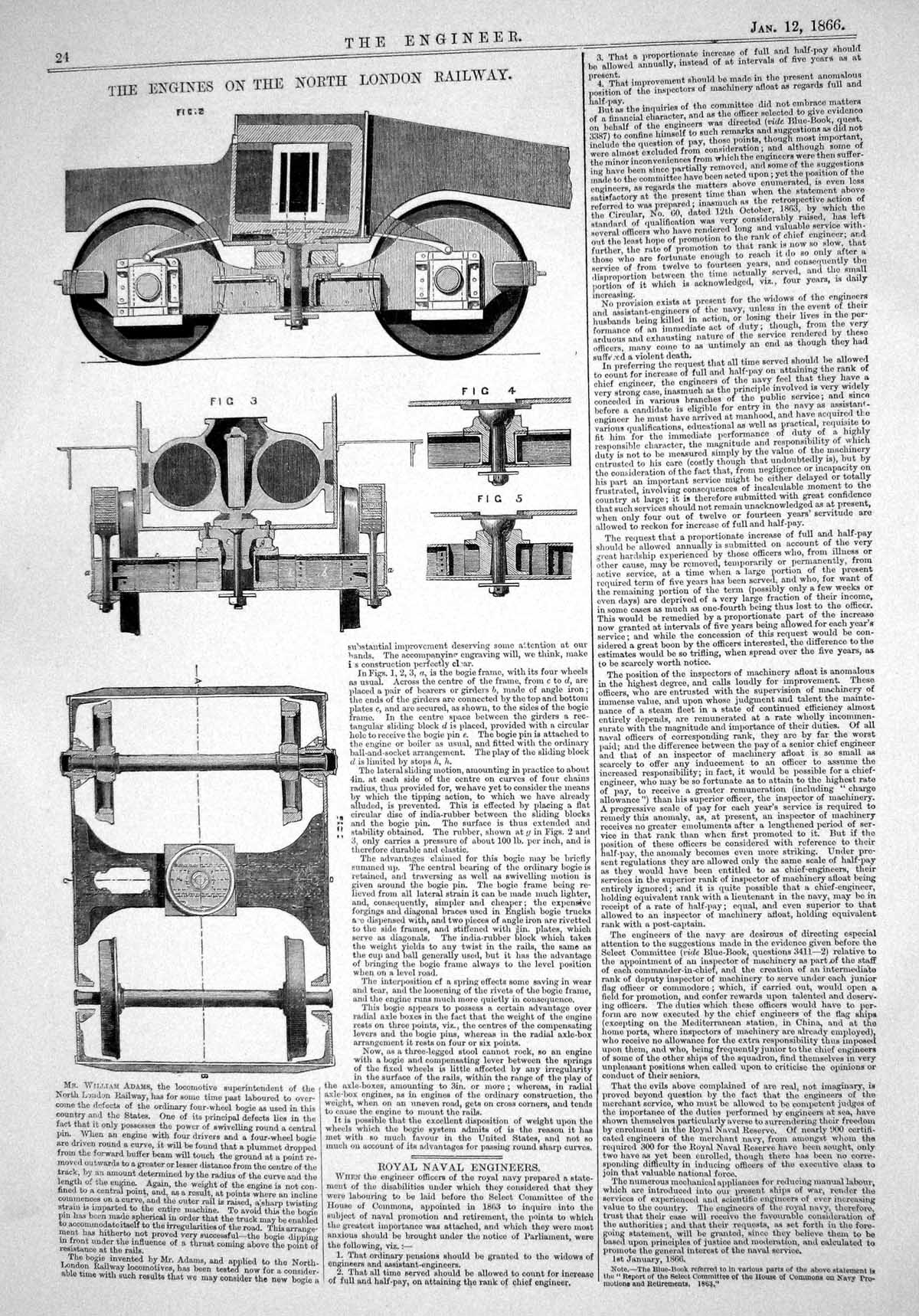 Antique Old Print Engineering 1866 William Adams Engines North London Railway