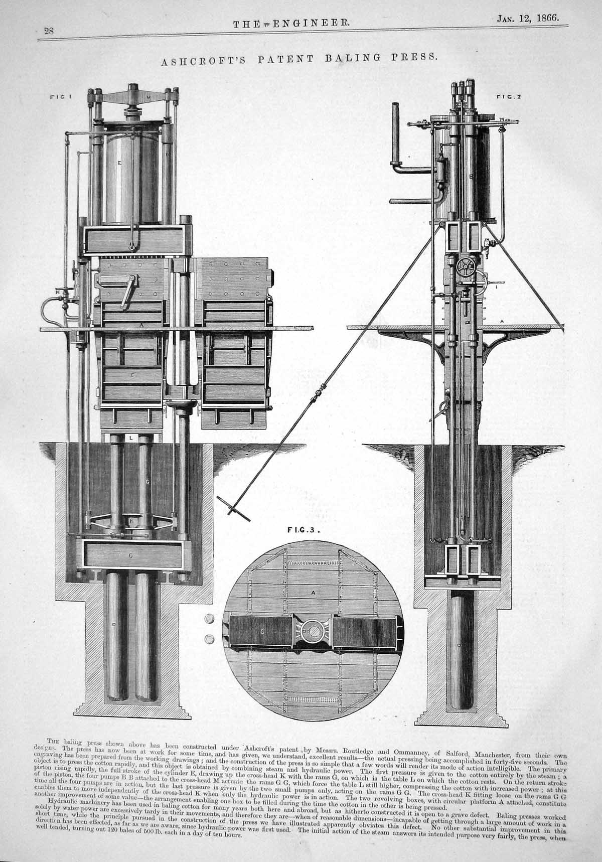 Old Engineering 1866 Invention Ashcroft Patent Balling Press Machiner Victorian