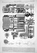Antique Print Engineering 1866 King Howell Expansion Gear Machinery Engines