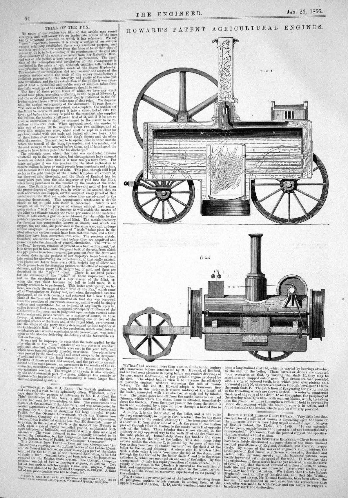Old Engineering 1866 Howard Patent Agricultural Engines Railway Train Victorian