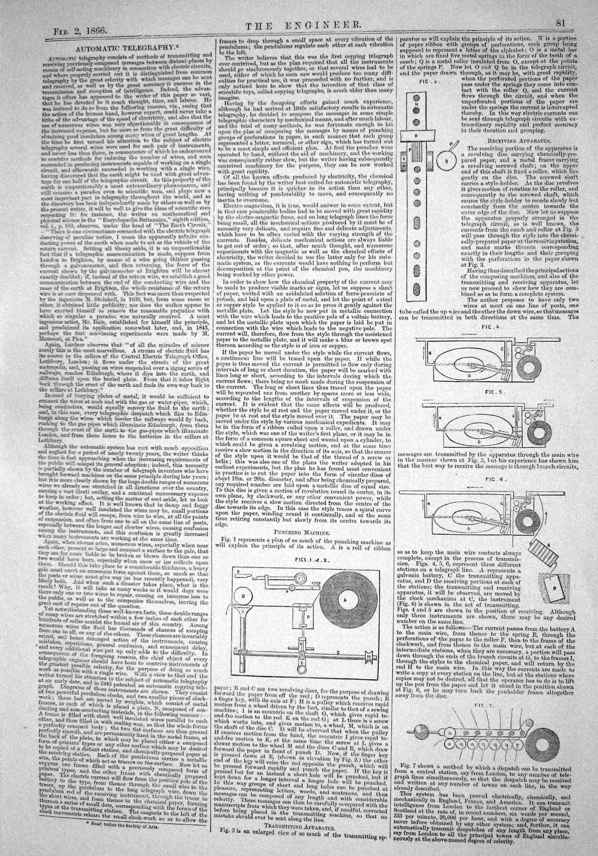 Old Engineering 1866 Automatic Telegraphy Punching Machine Transmitti Victorian