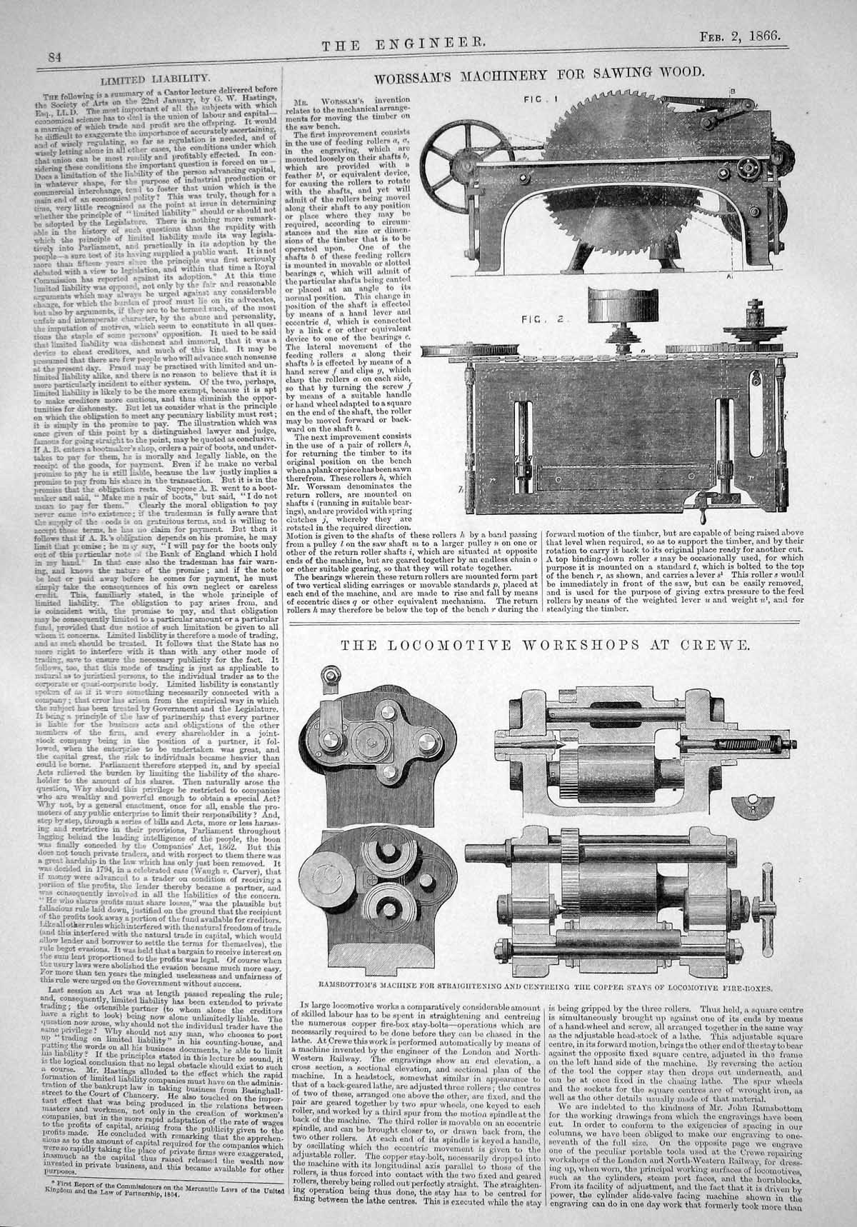 Old Engineering 1866 Worssam Machinery Sawing Wood Ramsbottom Fire-Bo Victorian